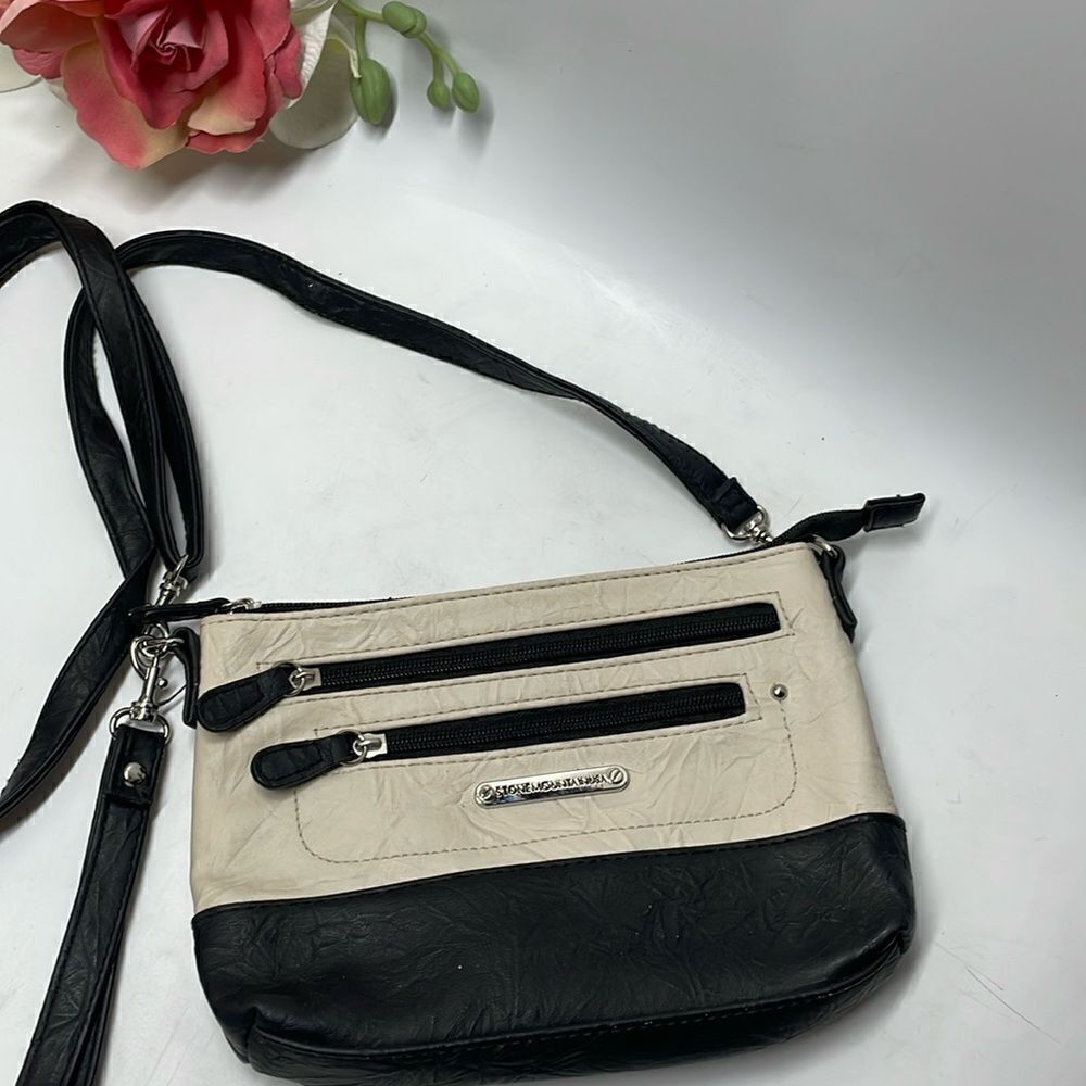 Stone Mountain Two Tone Leather Crossbody Wristlet